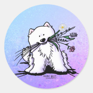 Cute Samoyed KiniArt Classic Round Sticker