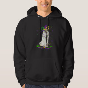 Cute Samoyed Wearing Carnival Mask Mardi Gras Dogs Hoodie