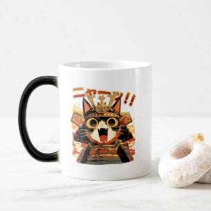 Cute Samurai Cat in Armor Magic Mug