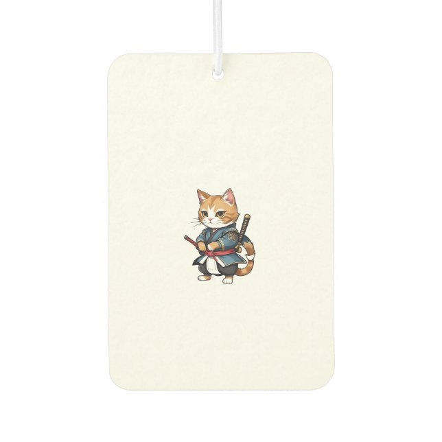 Cute Samurai Cat Phone Case Design Car Air Freshener (Front)