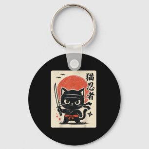 Cute Samurai Ninja Cat Warrior Japanese Anime Funn Key Ring