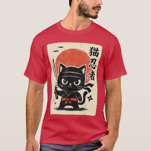 Cute Samurai Ninja Cat Warrior Japanese Anime Gift T-Shirt