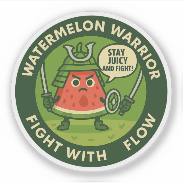 Cute Samurai Watermelon Japanese Theme Art (Front)