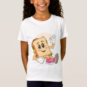 Cute Sandwich Cartoon – Fun Girls’ Foodie T-Shirt