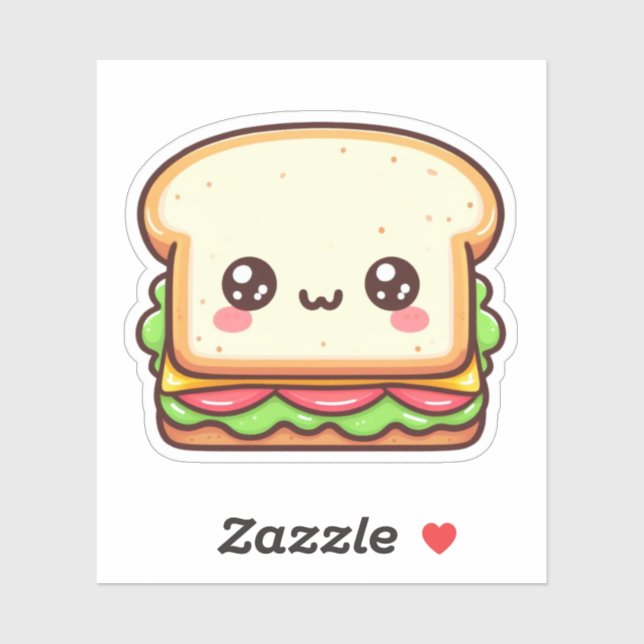 Cute Sandwich Custom-Cut Vinyl Stickers (Sheet)