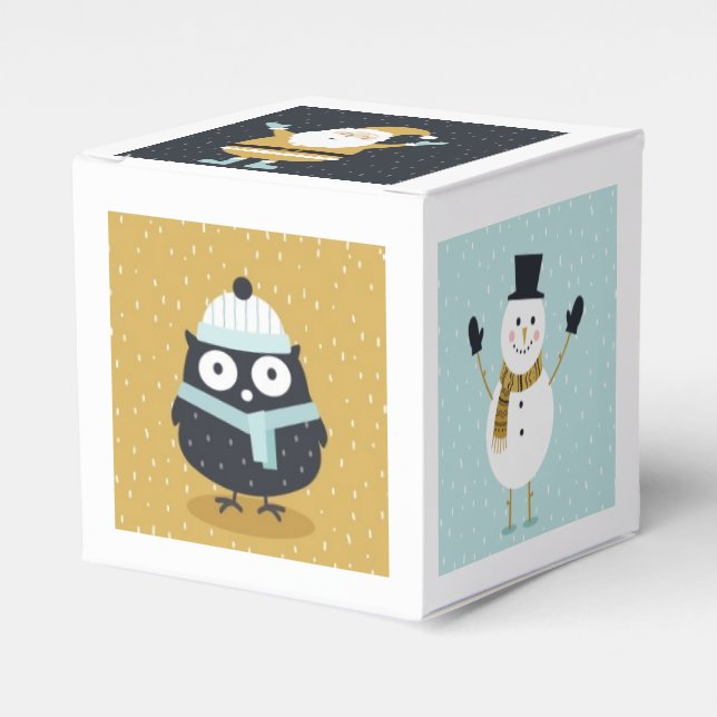 Cute Santa and Animals Art Christmas Kids Favour Box (Front Side)