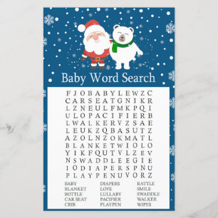 Cute santa and polar bear Baby Shower Word Search