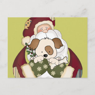 Cute Santa and Puppy Holiday Postcard