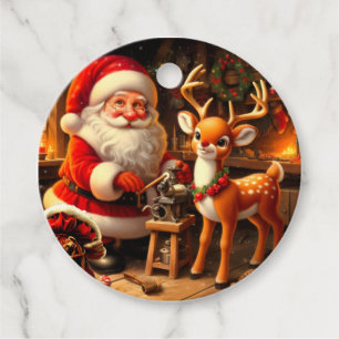 Cute Santa and Reindeer  Favour Tags