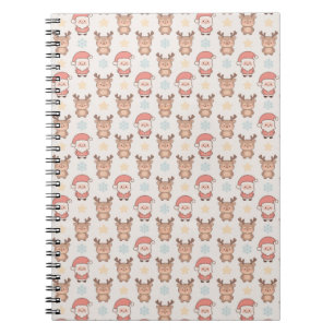 Cute Santa and Reindeer Pattern Notebook