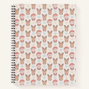 Cute Santa and Reindeer Pattern Notebook