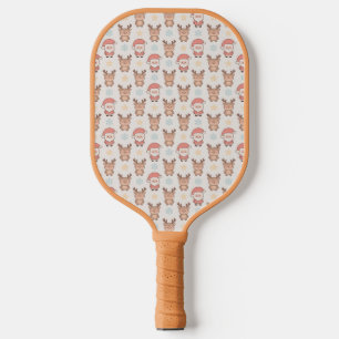 Cute Santa and Reindeer Pattern Pickleball Paddle