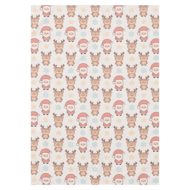Cute Santa and Reindeer Pattern Tablecloth (Front)