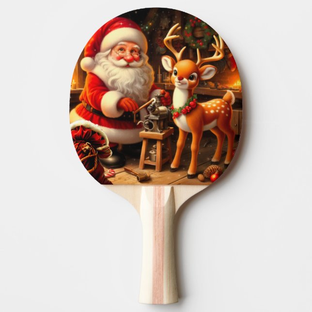 Cute Santa and Reindeer  Ping Pong Paddle (Front)
