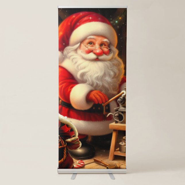 Cute Santa and Reindeer  Retractable Banner (Front)