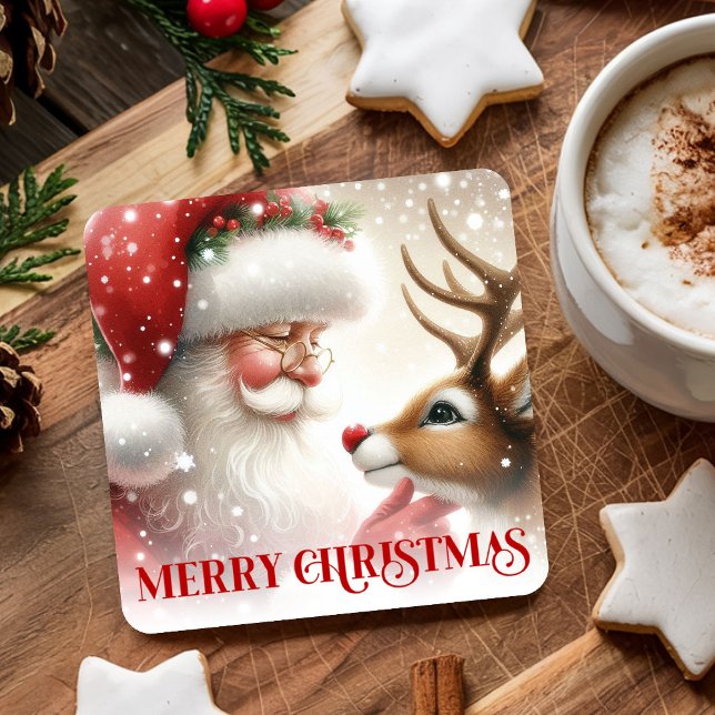 Cute Santa and Rudolph Festive Holiday Coasters (Cute Santa and Rudolph Festive Holiday Coasters)