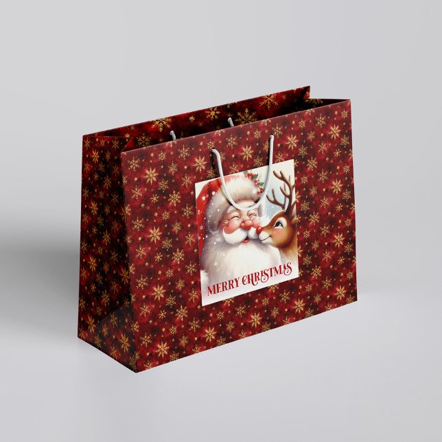 Cute Santa and Rudolph Kids Christmas Gift Bags (Cute Santa and Rudolph Kids Christmas Gift Bag Design

)