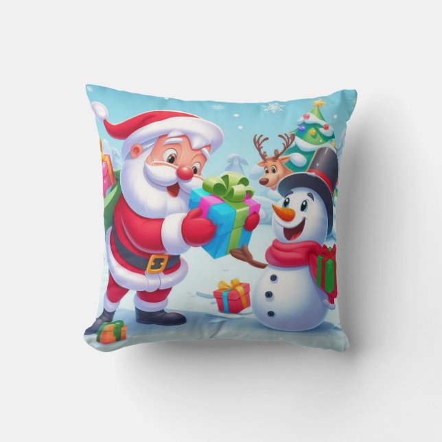 Cute Santa and Snowman  Cushion (Front)
