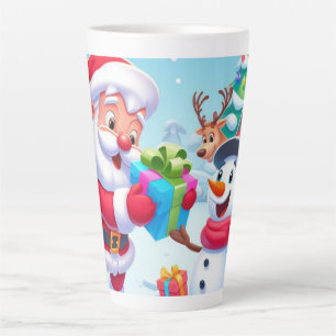 Cute Santa and Snowman Latte Mug