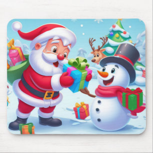 Cute Santa and Snowman  Mouse Mat