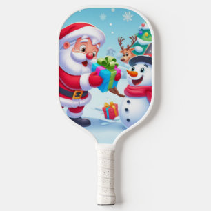 Cute Santa and Snowman  Pickleball Paddle