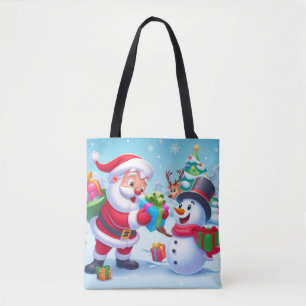 Cute Santa and Snowman  Tote Bag