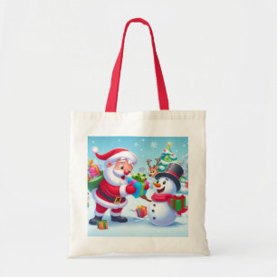 Cute Santa and Snowman  Tote Bag