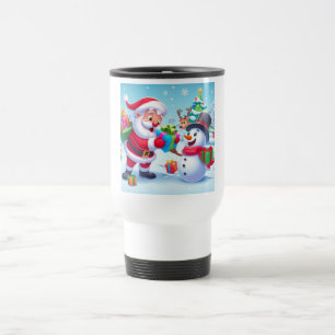 Cute Santa and Snowman Travel Mug