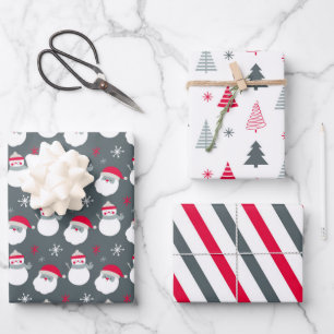 Cute Santa and Snowman Wrapping Paper Sheet