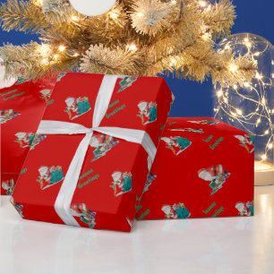 Cute santa and toys wrapping Christmas gifts Paper