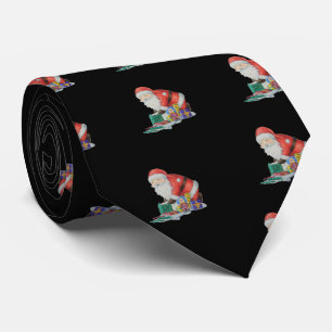 Cute santa and toys wrapping Christmas gifts Tie