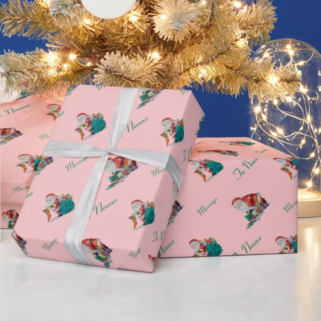 Cute santa and wrapped parcels for Christmas Wrapping Paper (Holidays)