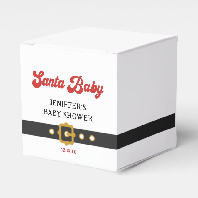 Cute Santa Baby Holiday Baby Shower Favour Box (Front Side)