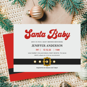 Cute Santa Baby Holiday Baby Shower Invitation