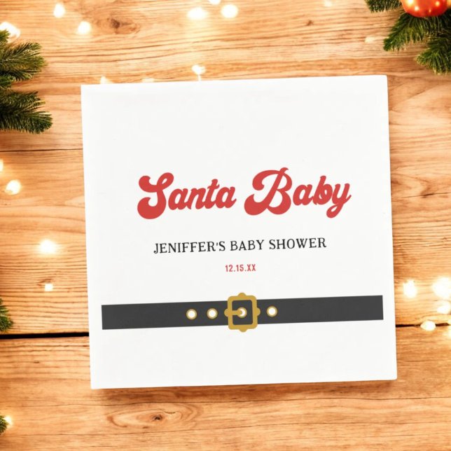 Cute Santa Baby Holiday Baby Shower Napkin (Creator Uploaded)