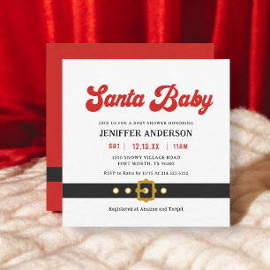 Cute Santa Baby Holiday Baby Shower Square Invitation
