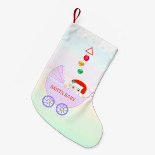 Cute Santa Baby on Pastel Colours Small Christmas Stocking