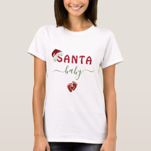 Cute Santa Baby Pregnancy Christmas Announcement T-Shirt