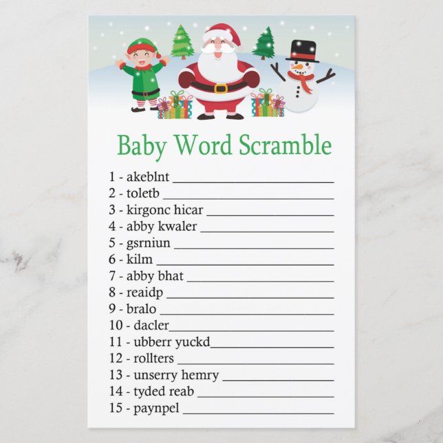 Cute Santa Baby word scramble game (Front)