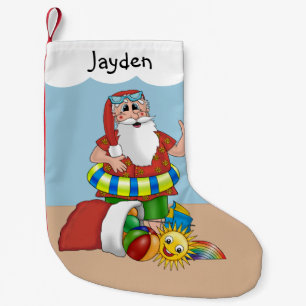 Cute Santa Beach Tropical Small Christmas Stocking