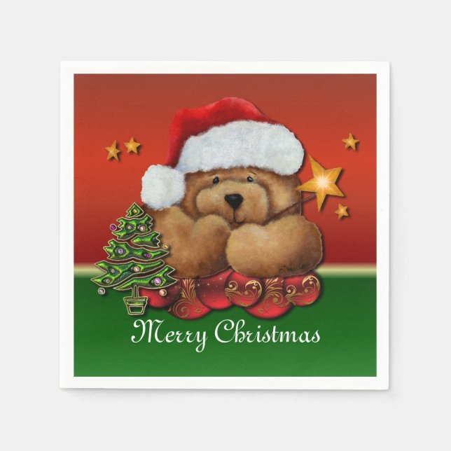 Cute Santa Bear Christmas Napkins (Front)