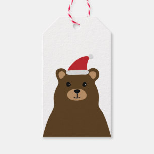 Cute Santa Bear Christmas Tag, Holiday Gift Tags
