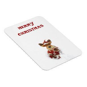 Cute Santa Bear In The Snow Magnet