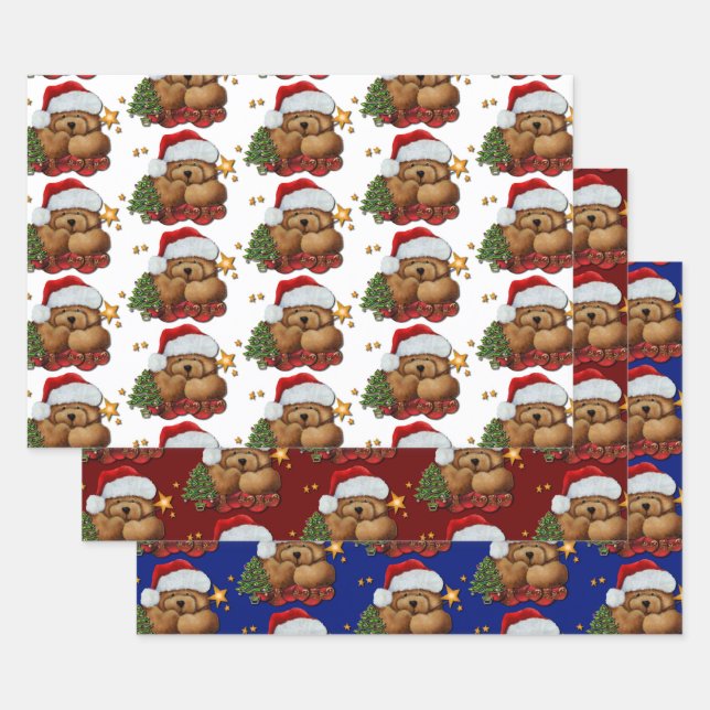 Cute Santa Bear Wrapping Paper Sheet (Set)