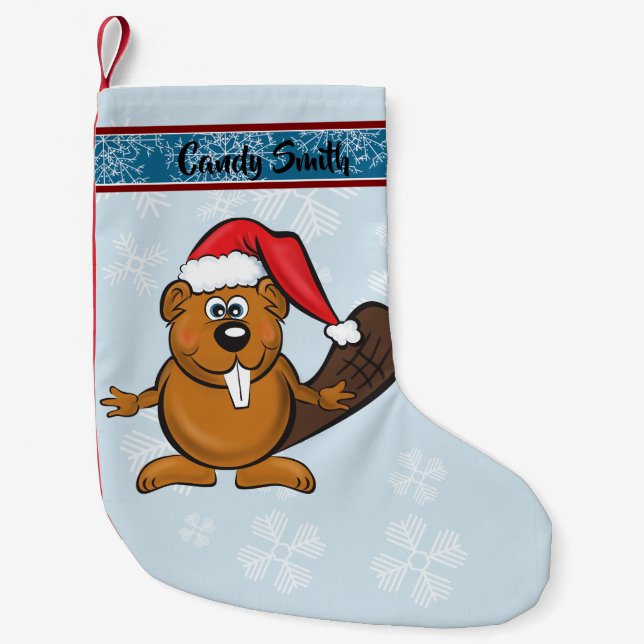 Cute santa beaver stocking (Front)