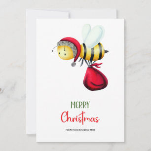 Cute Santa Bee Apiary Business Logo Christmas Holiday Card
