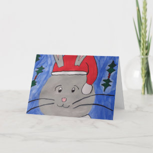 Cute Santa Bunny Christmas Card