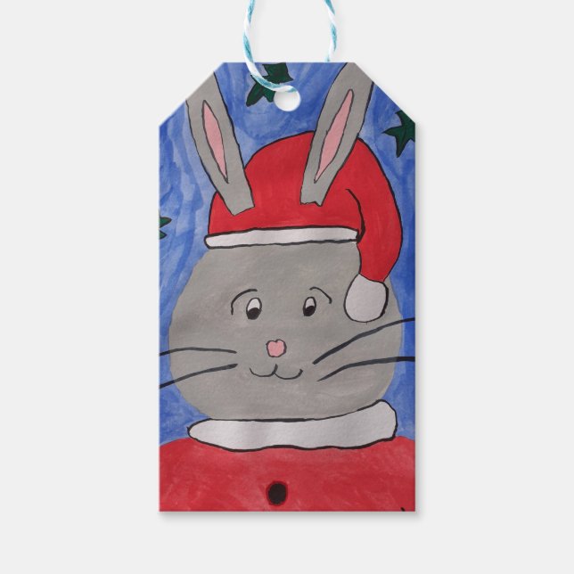 Cute Santa Bunny Gift Tags (Front)