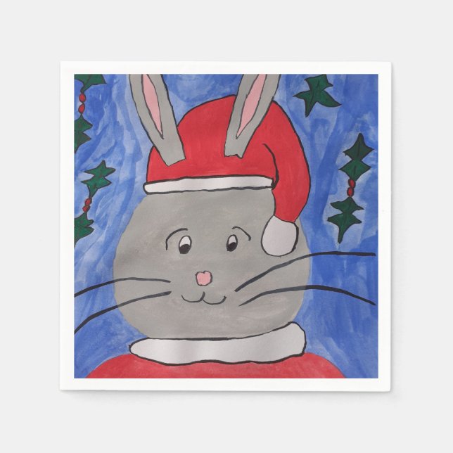 Cute Santa Bunny Napkin (Front)