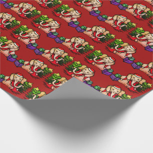 Cute Santa Cartoon Elephants Christmas Wrapping Paper